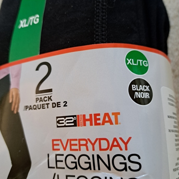 32° Degrees Heat Leggings 2 Pack Size XL Black Stretch Casual High Waist Pants - Picture 7 of 11